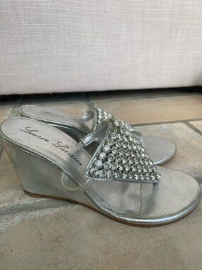 Lauren Lorraine Rhinestone Triangle Wedge Sandals